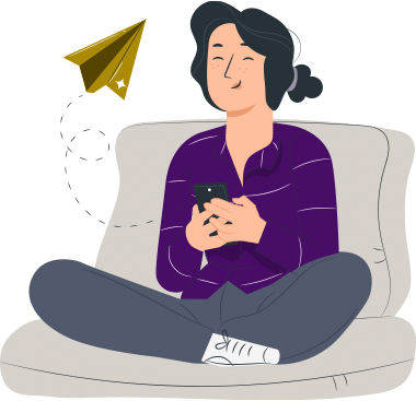 Illustration of Woman Chilling on Phone
