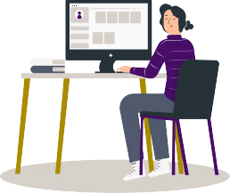 Illustration of Woman Working on a Computer