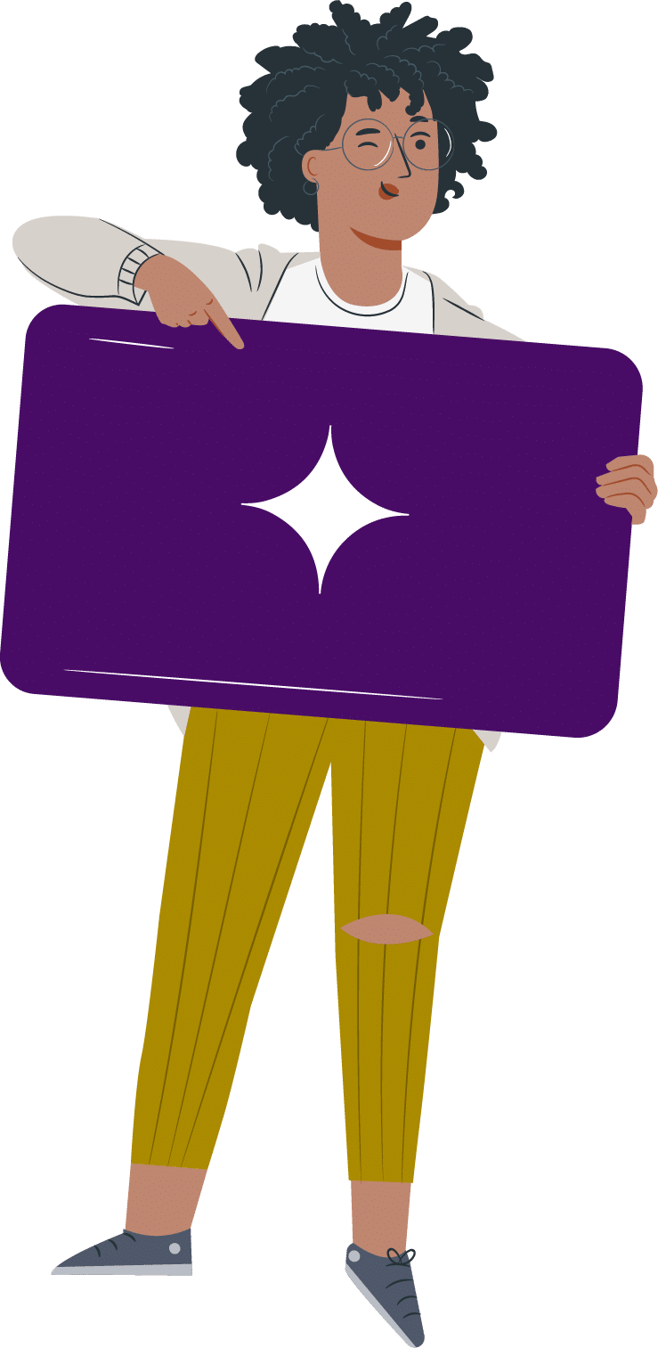 Illustration of Woman Holding Purple Sign